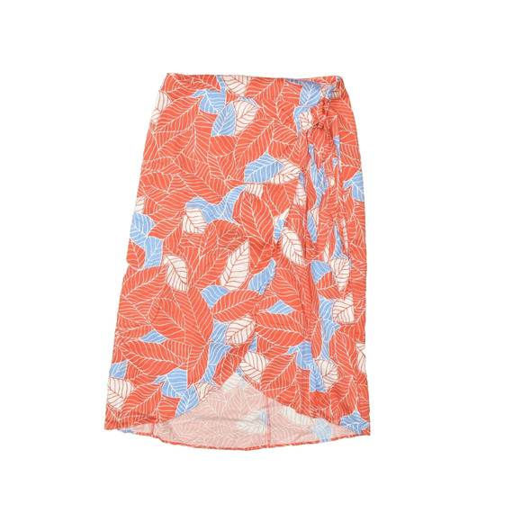 Untuckit Women's Red Lyocell Leaf Print Wrap Skirt Midi Regular Size S - Picture 1 of 8